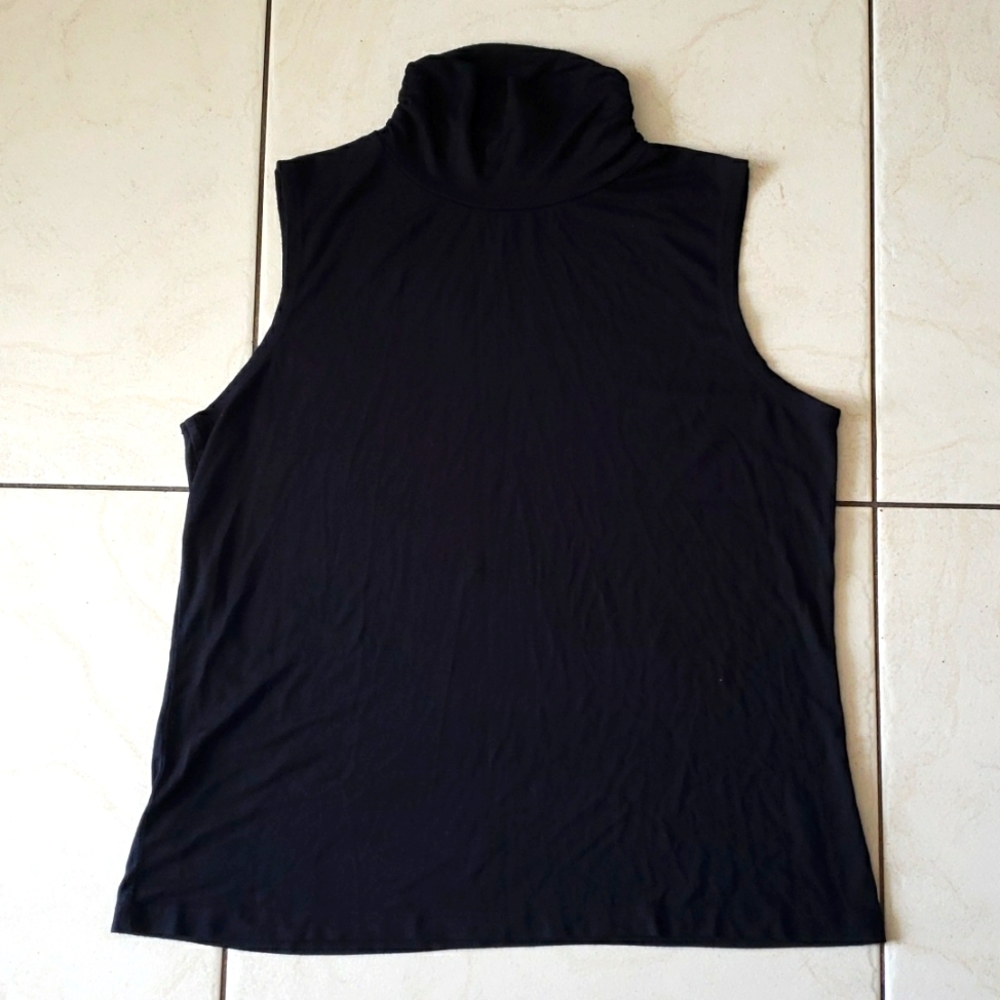 #10579-13 Hi-low turtleneck,Black,Size PL.